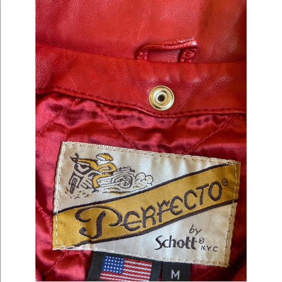 Red Schott Perfecto Leather Jacket Size Medium - Picture 4 of 6
